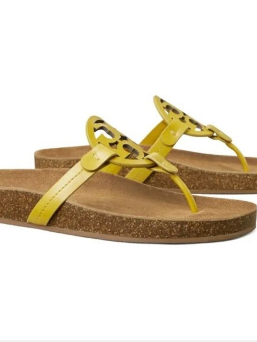 Tory Burch Miller Cloud Cork Sandals Lemon Lime Size 7.5